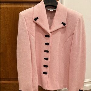 Vintage St John Elegant Pink Blazer with Black Accents